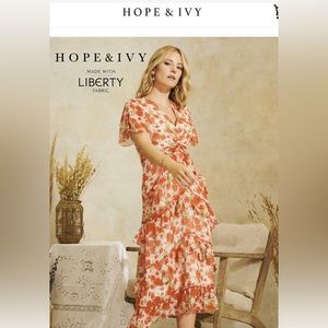 Hope & Ivy midi tea dress made with Liberty Fabric, new with tags